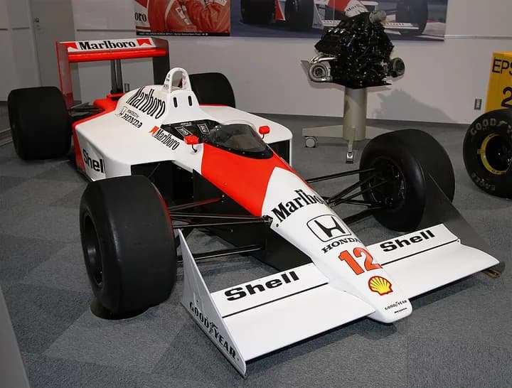 McLaren MP4/4 Formula 1 car of 1988 in Marlboro colours, front three-quarter view