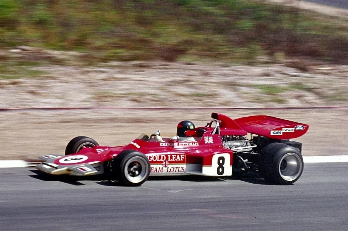 Emerson Fittipaldi driving the Lotus 72 at the Nürburgring in 1971