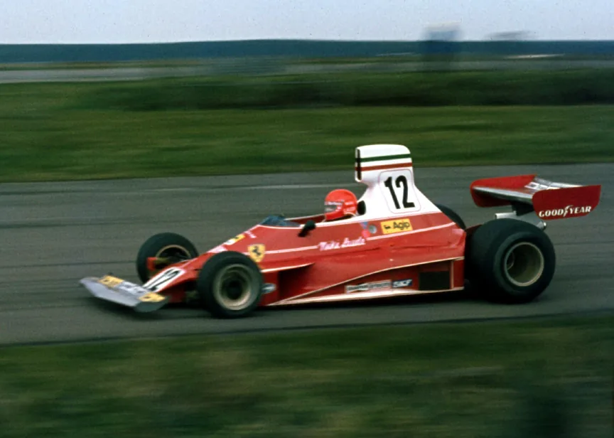 Niki Lauda driving the Ferrari 312T at Silverstone in 1975
