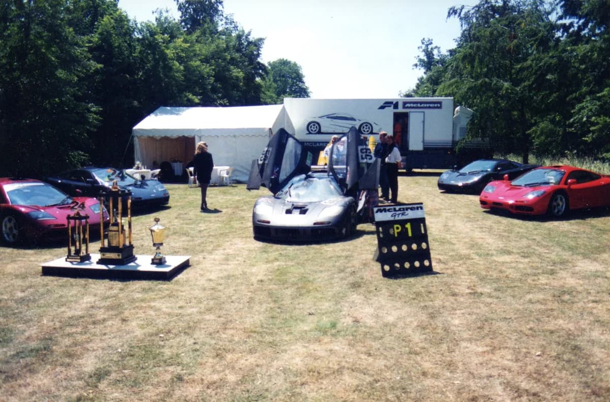 1995 Le Mans-winning McLaren F1 GTR displayed at Goodwood Festival of Speed, still dirty from the race